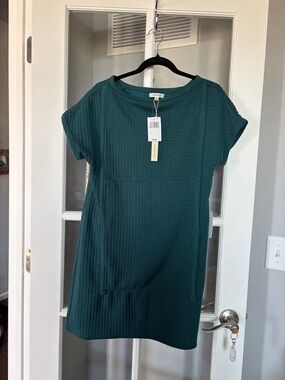 Max Studio Short Sleeve Textured Mini Dress - Teal Green